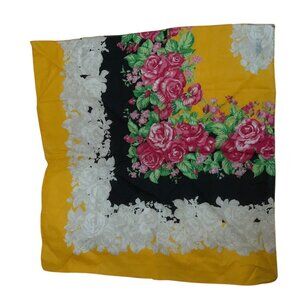 rachel comey yellow pink roses print cotton handkerchief scarf